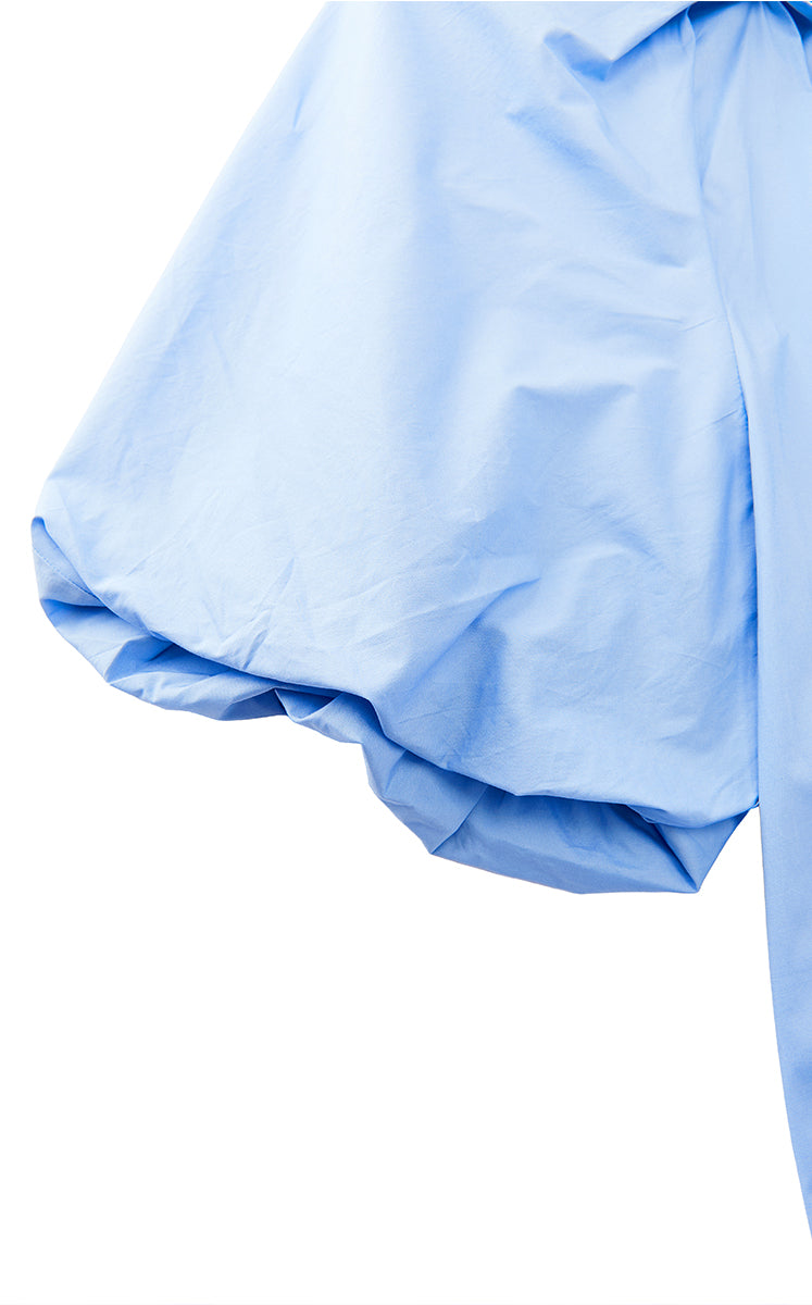 Dress / JNBY Cotton Poplin A-Line V-Neck Dress Light Blue-2