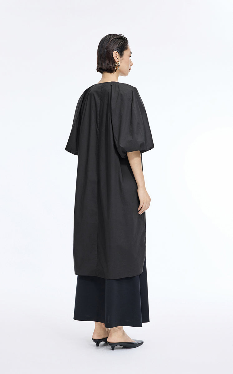 Dress / JNBY Cotton Poplin A-Line V-Neck Dress Black-3