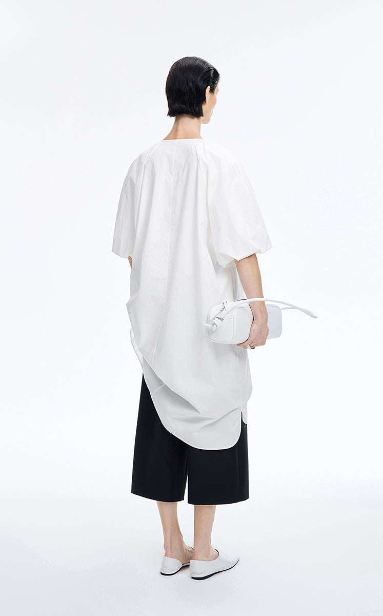 Dress / JNBY Cotton Poplin A-Line V-Neck Dress Off White-1