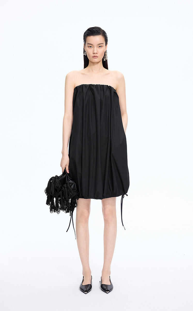 Dress / JNBY Cotton Poplin Strapless Dress Black-1