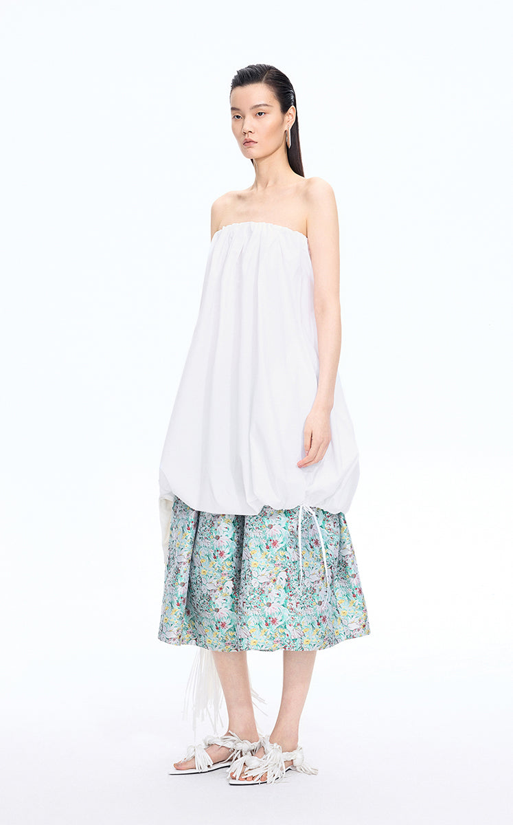 Dress / JNBY Cotton Poplin Strapless Dress Ecru-2