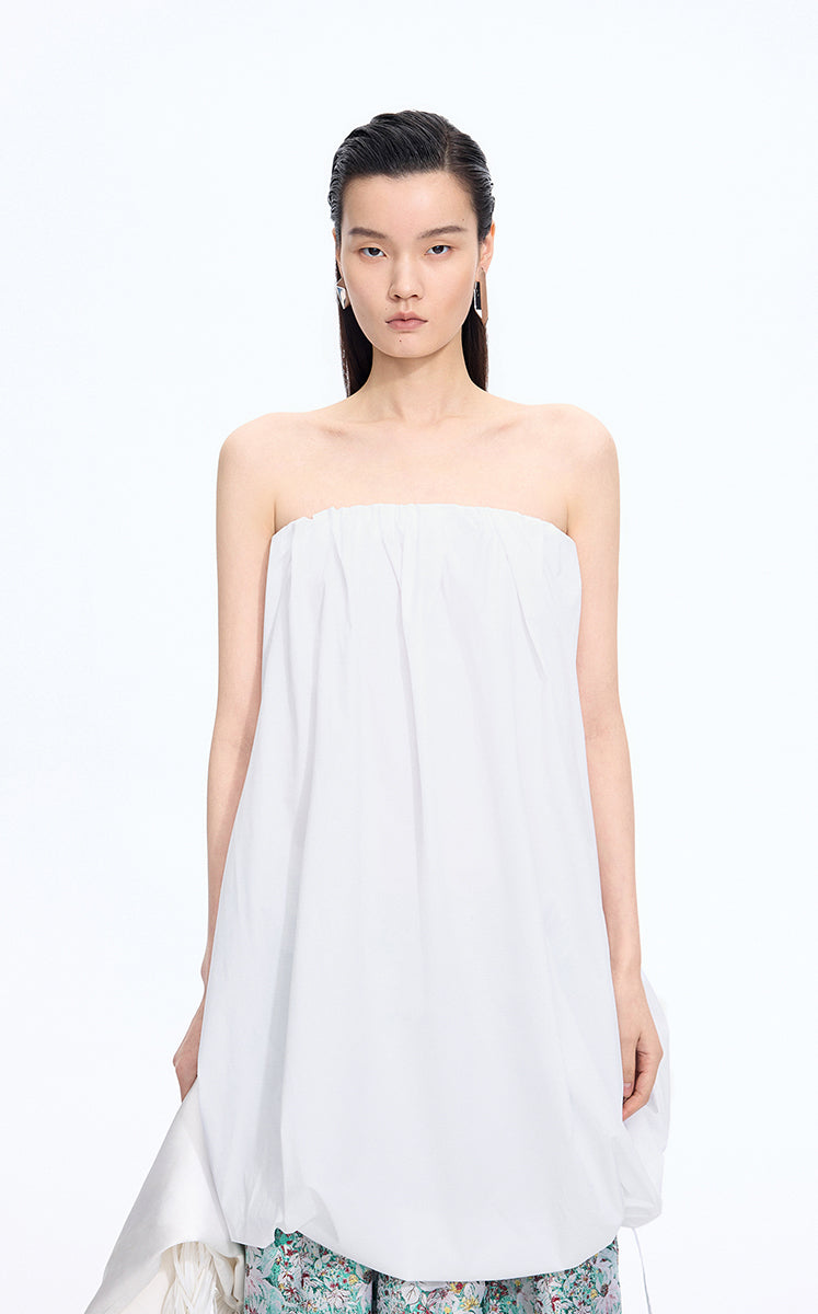 Dress / JNBY Cotton Poplin Strapless Dress Ecru-2