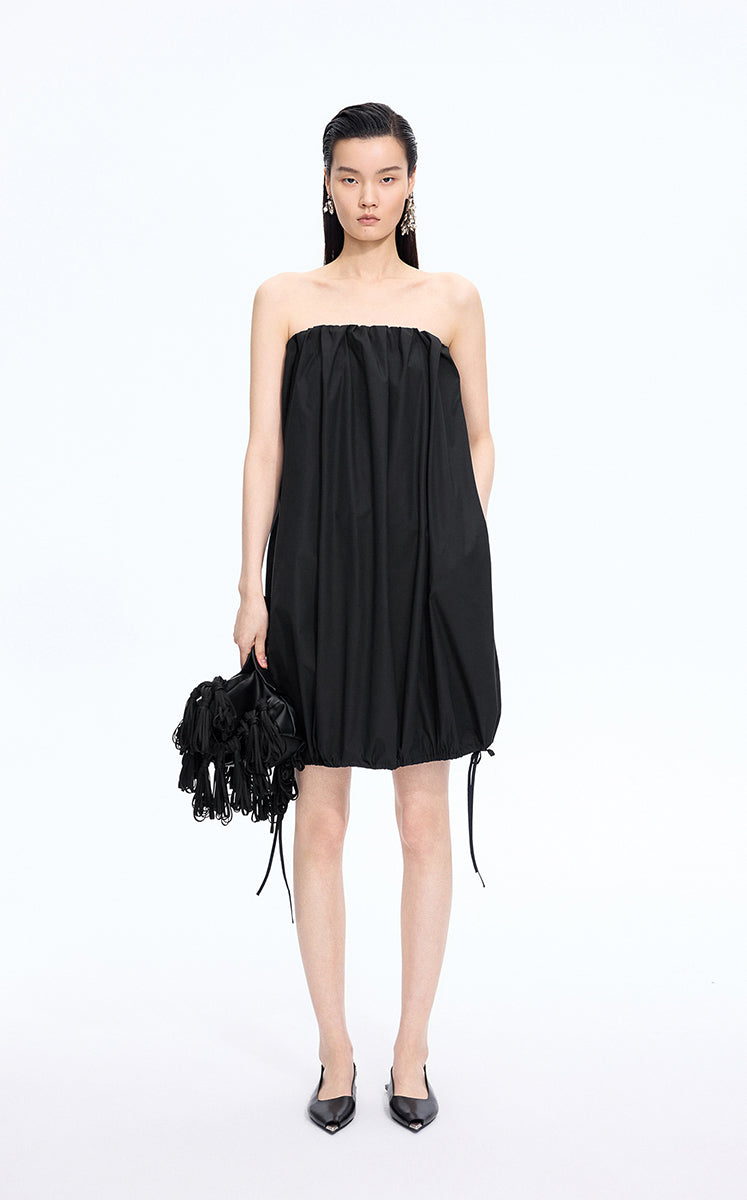 Dress / JNBY Cotton Poplin Strapless Dress Black-1