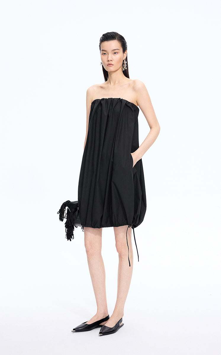 Dress / JNBY Cotton Poplin Strapless Dress Black-1