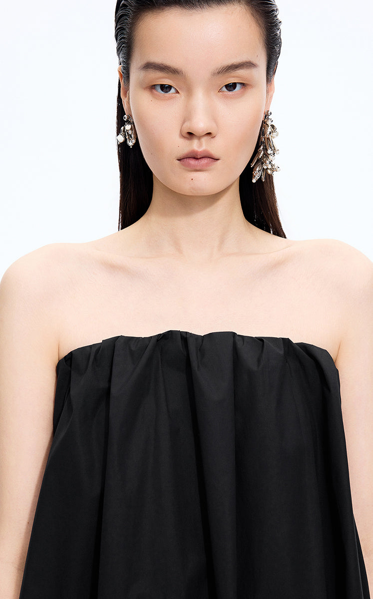 Dress / JNBY Cotton Poplin Strapless Dress Black-1