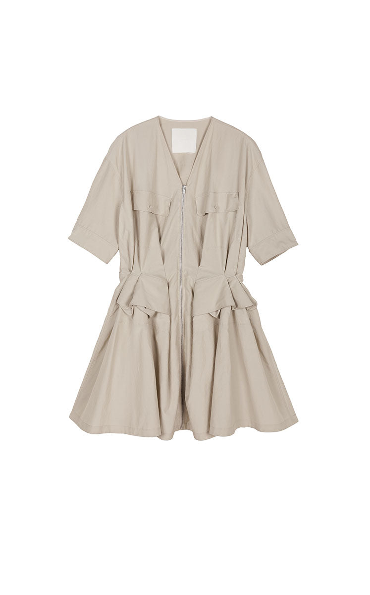 Dress / JNBY Cotton Poplin X-Silhouette Dress Light Grey Khaki-1