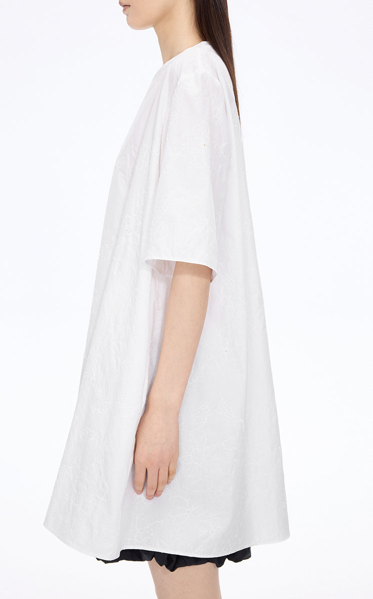 Dress / JNBY Floral Embroidered Cotton A-line Short Sleeve Dress Ecru-2