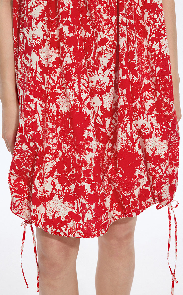 Dress / JNBY Floral Strapless A-Line Dress Red-2