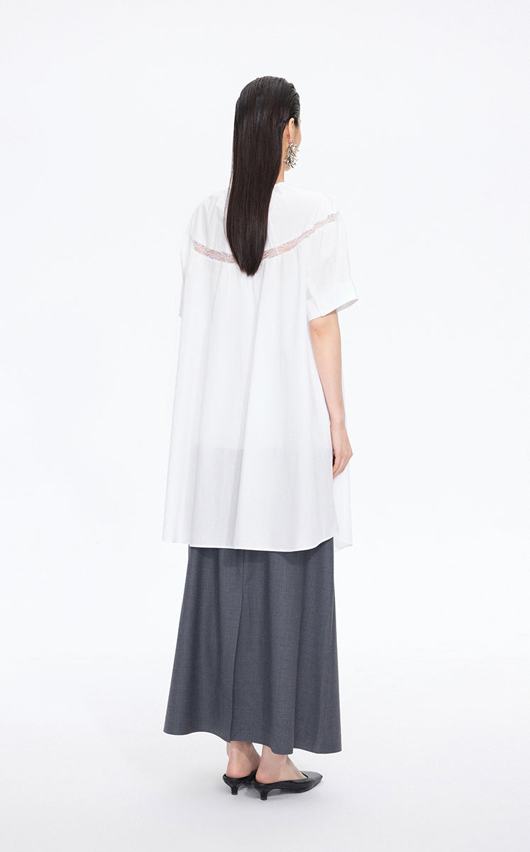 Dress / JNBY Lace Panel Twist V-Neck Dress Ecru-2