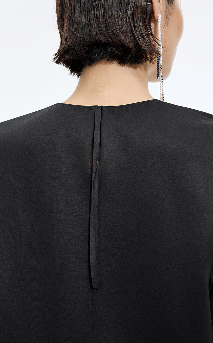Dress / JNBY Lyocell Blend A-Line Short Sleeve Dress Black-2