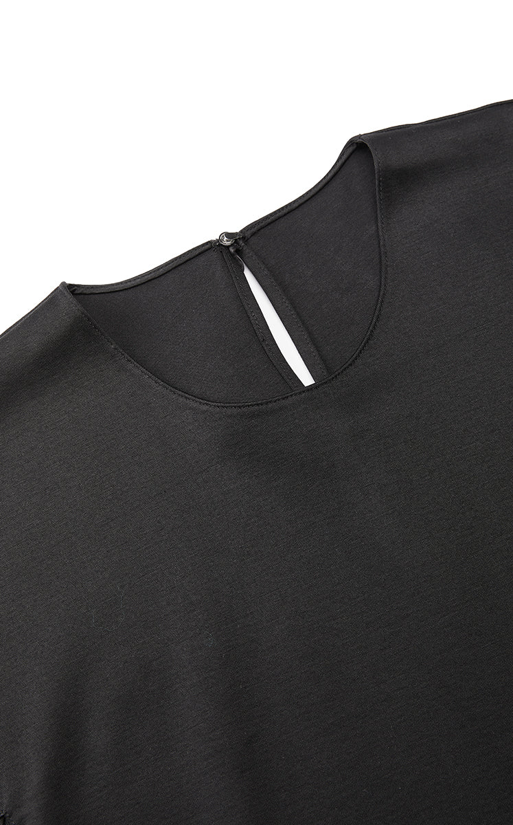 Dress / JNBY Lyocell Blend A-Line Short Sleeve Dress Black-2