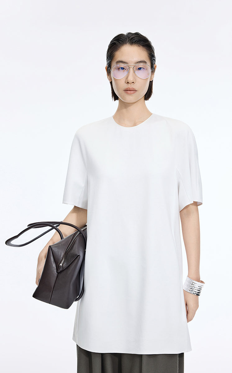Dress / JNBY Lyocell Blend A-Line Short Sleeve Dress Ecru-1