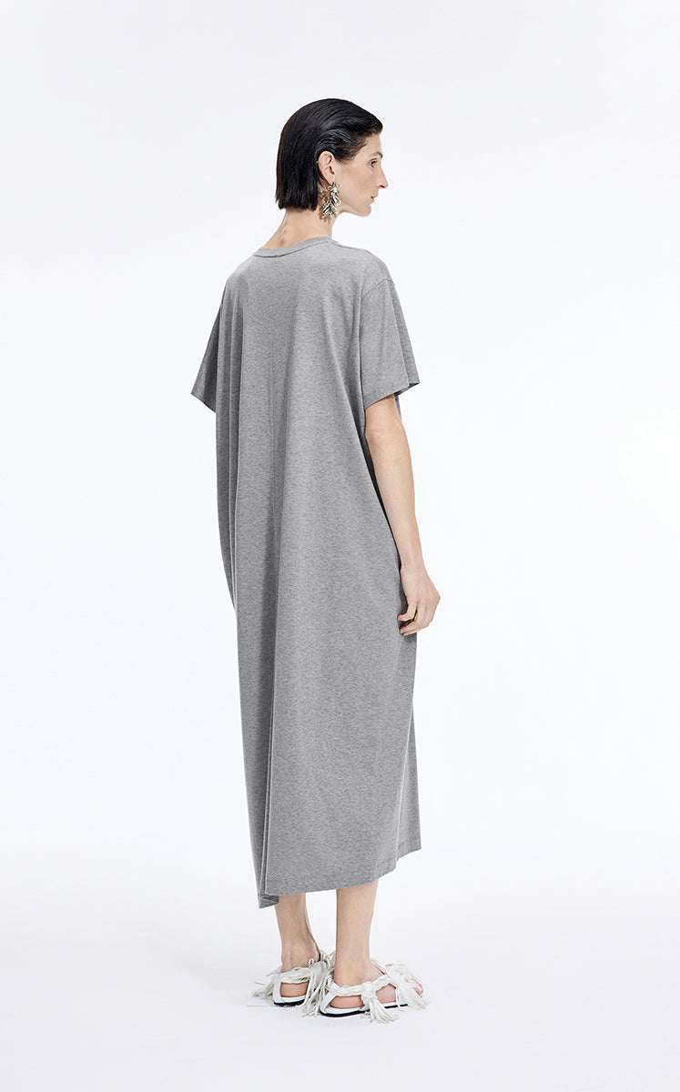 Dress / JNBY Mercerized Cotton Short Sleeve Maxi Dress Mid Grey Marl-1