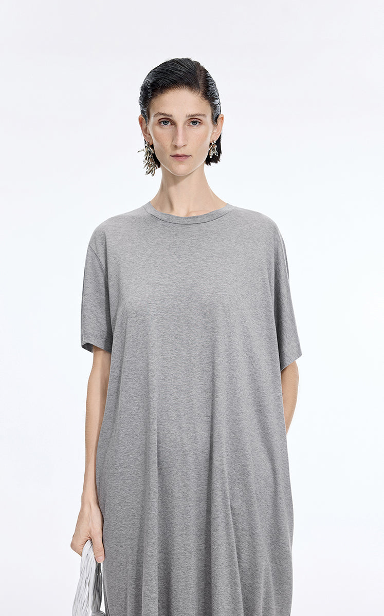 Dress / JNBY Mercerized Cotton Short Sleeve Maxi Dress Mid Grey Marl-1