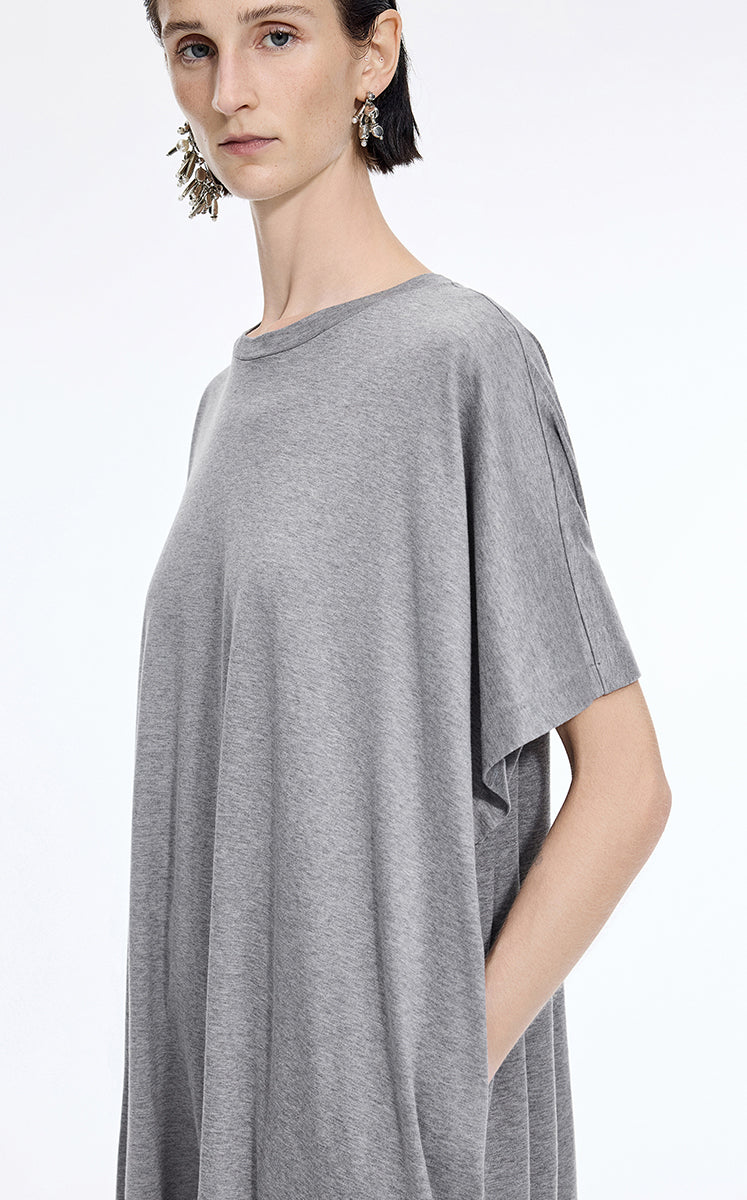 Dress / JNBY Mercerized Cotton Short Sleeve Maxi Dress Mid Grey Marl-1