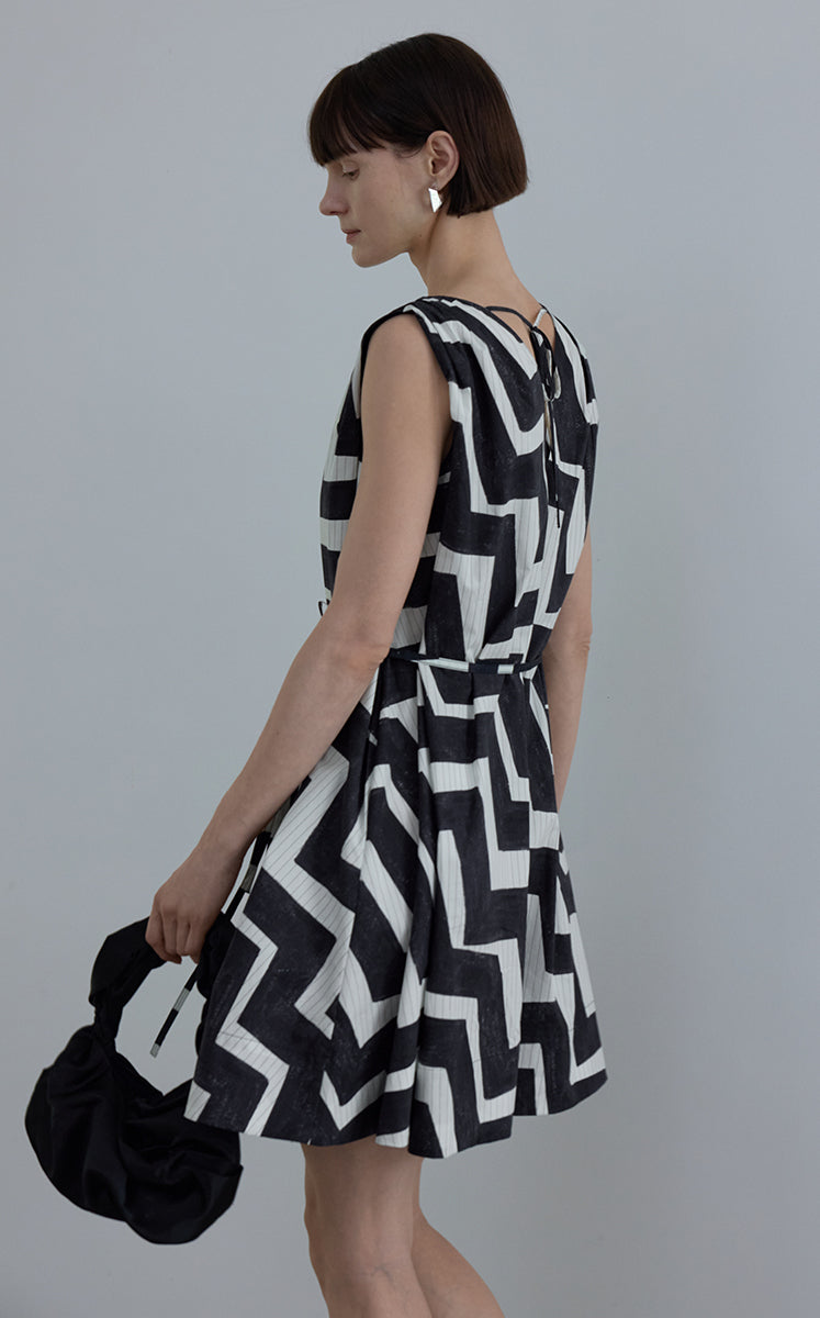 Dress / JNBY Pop Stripe Sleeveless Dress Yellow & Black-1