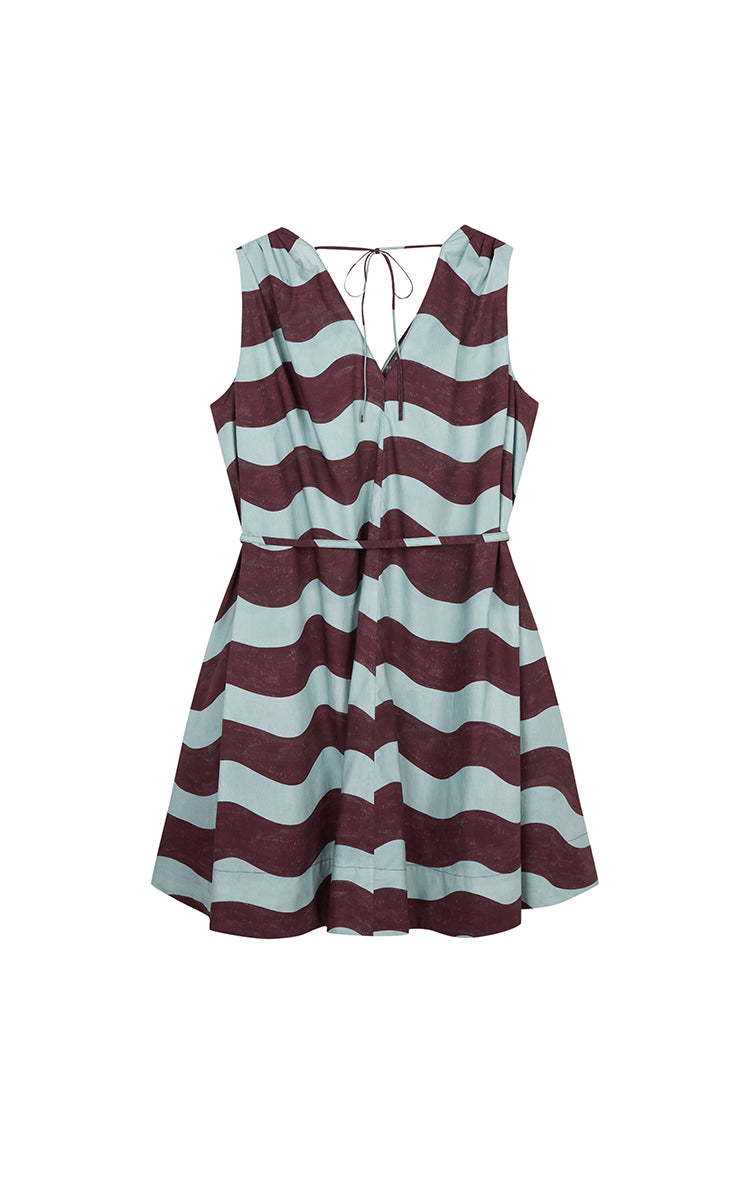 Dress / JNBY Pop Stripe Sleeveless Dress Olive Brown-2