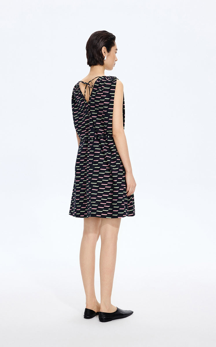 Dress / JNBY Pop Stripe Sleeveless Dress Black Marl-3