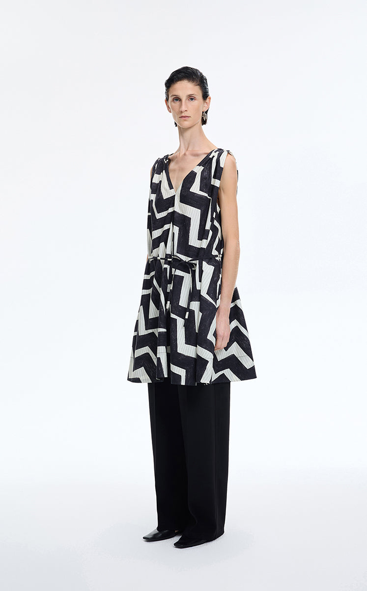 Dress / JNBY Pop Stripe Sleeveless Dress Yellow & Black-1