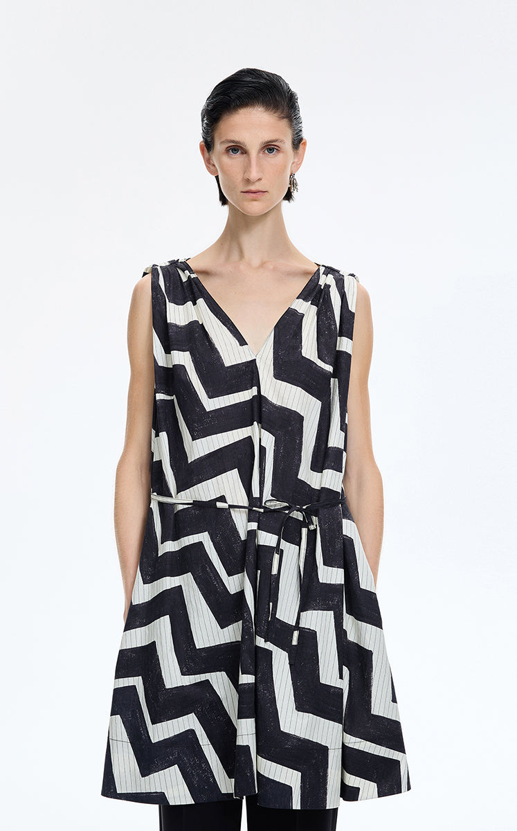 Dress / JNBY Pop Stripe Sleeveless Dress Yellow & Black-1