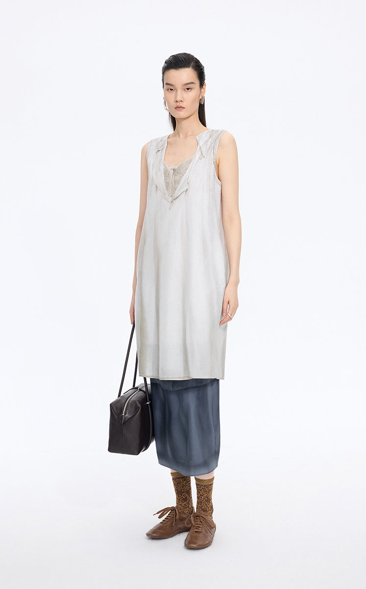 Dress / JNBY Printed A-Line Sleeveless Dress Greige-1