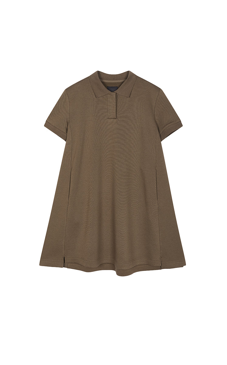 Dress / JNBY Relaxed Polo-Collar A-Line Dress Olive Green-1