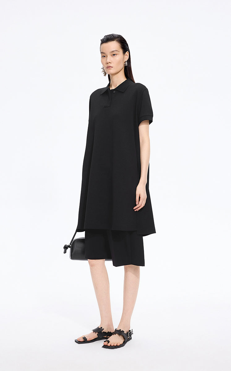 Dress / JNBY Relaxed Polo-Collar A-Line Dress Black-2