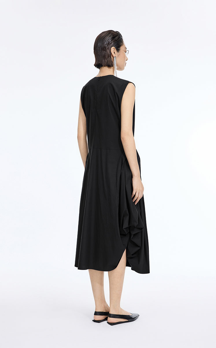 Dress / JNBY Relaxed Twisted-Waist Sleeveless Dress Black-2
