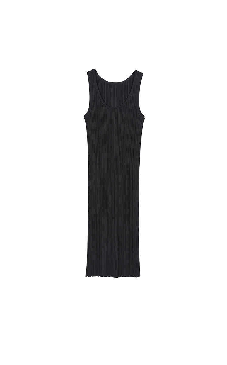 Dress / JNBY Ribbed Knit Sleeveless Dress Black-1