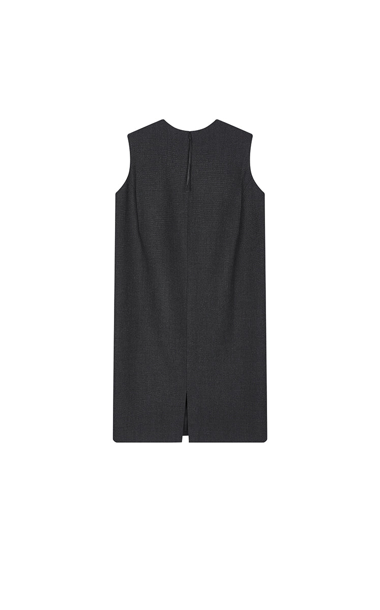 Dress / JNBY Round-Veck Sleeveless Shift Dress Dark Grey Marl-2
