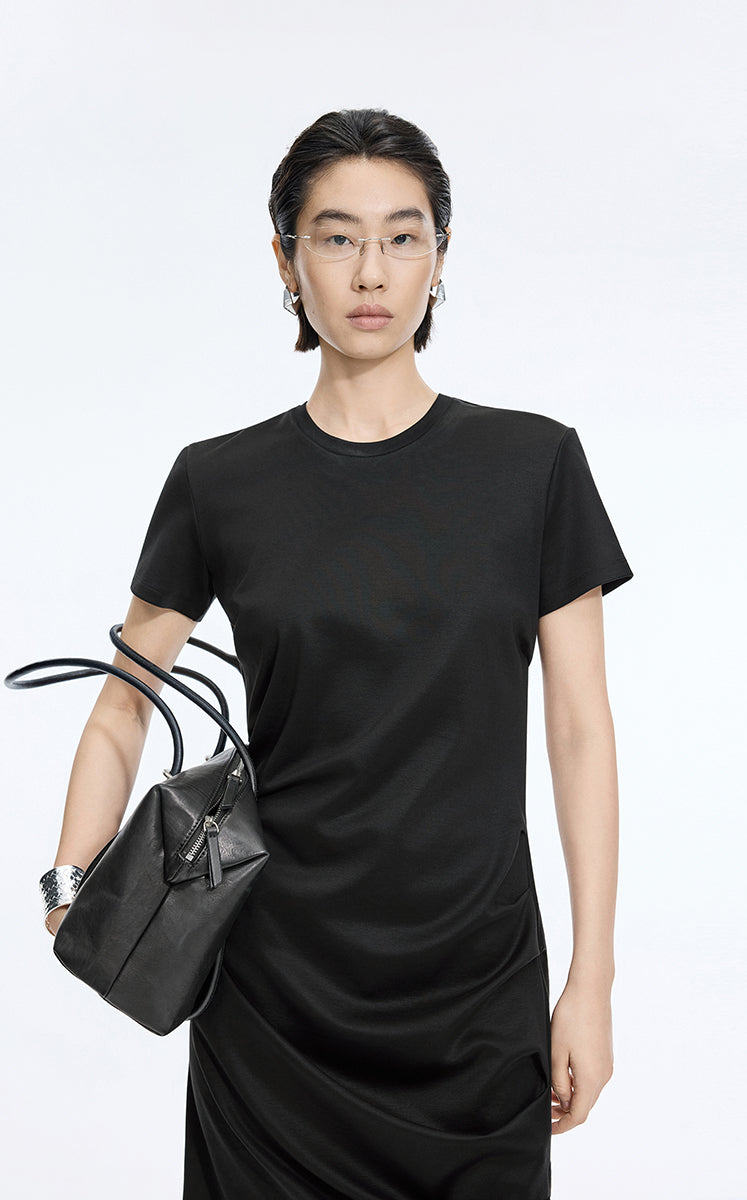 Dress / JNBY Ruched Waist Cotton-Blend Dress Black-1