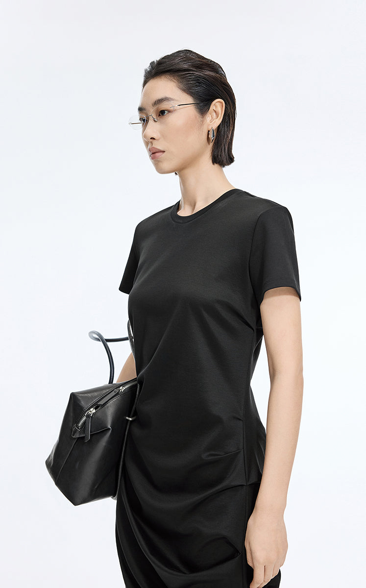 Dress / JNBY Ruched Waist Cotton-Blend Dress Black-1