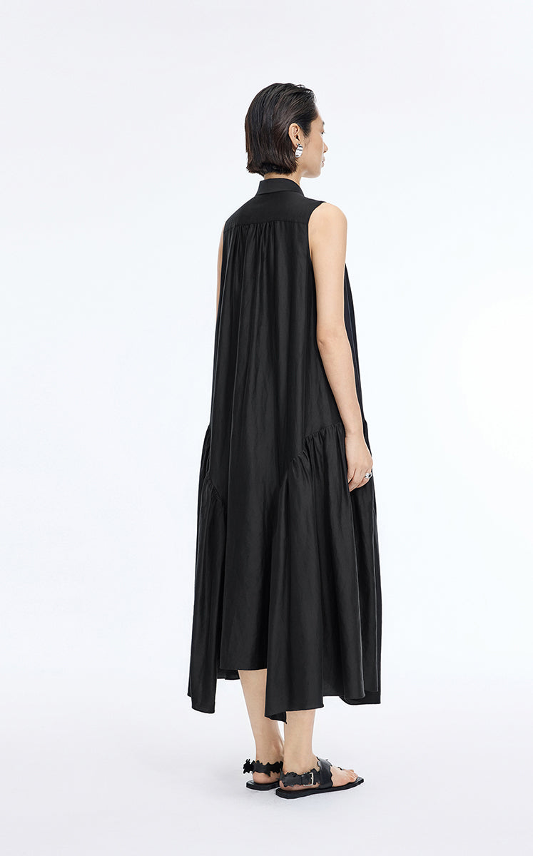 Dress / JNBY Silk-Blend Fishtail Shirt Dress Black-2