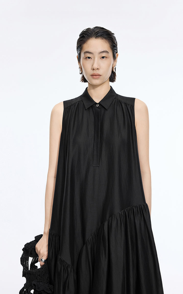 Dress / JNBY Silk-Blend Fishtail Shirt Dress Black-2