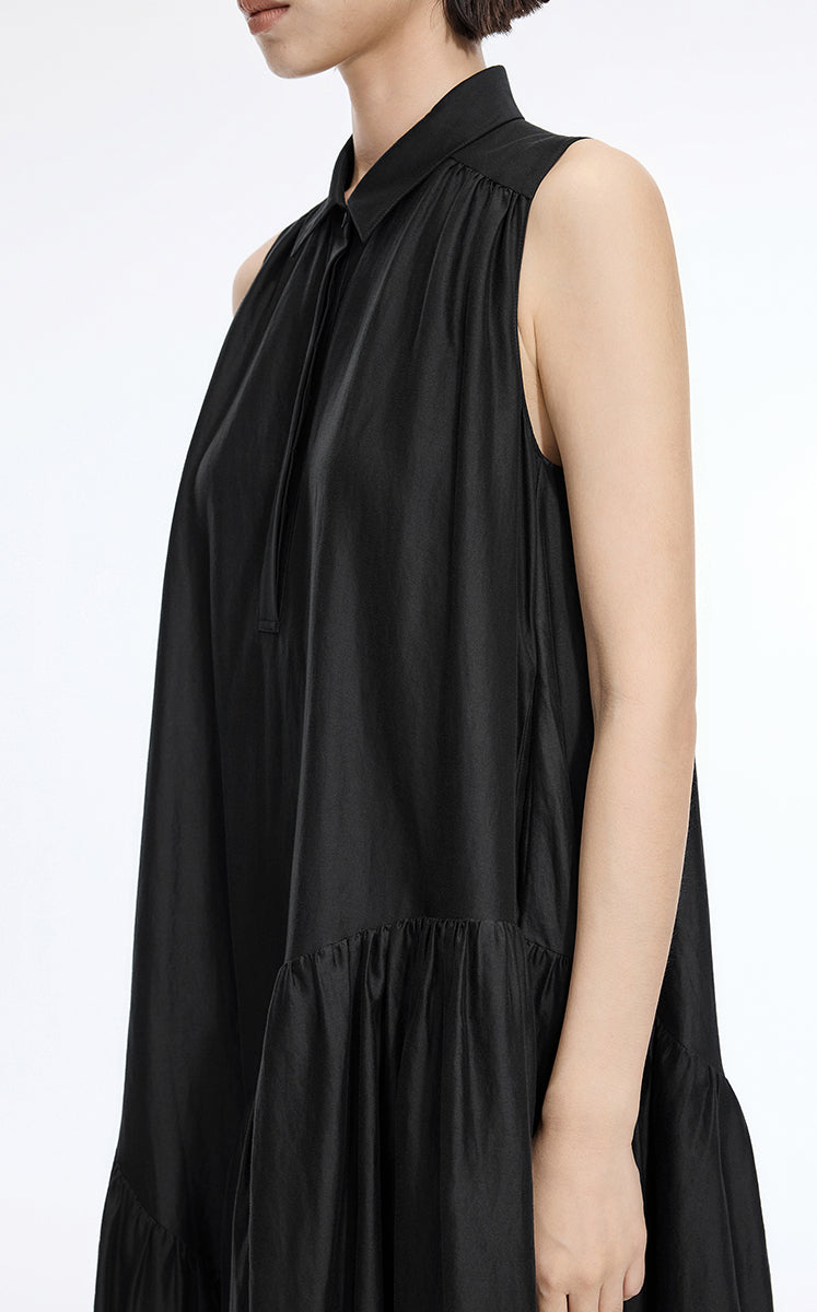 Dress / JNBY Silk-Blend Fishtail Shirt Dress Black-2