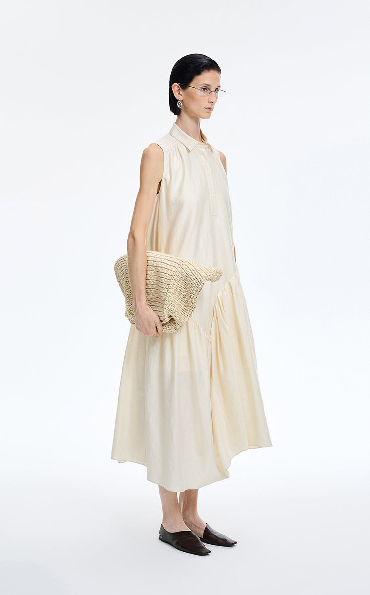 Dress / JNBY Silk-Blend Fishtail Shirt Dress Off White-1