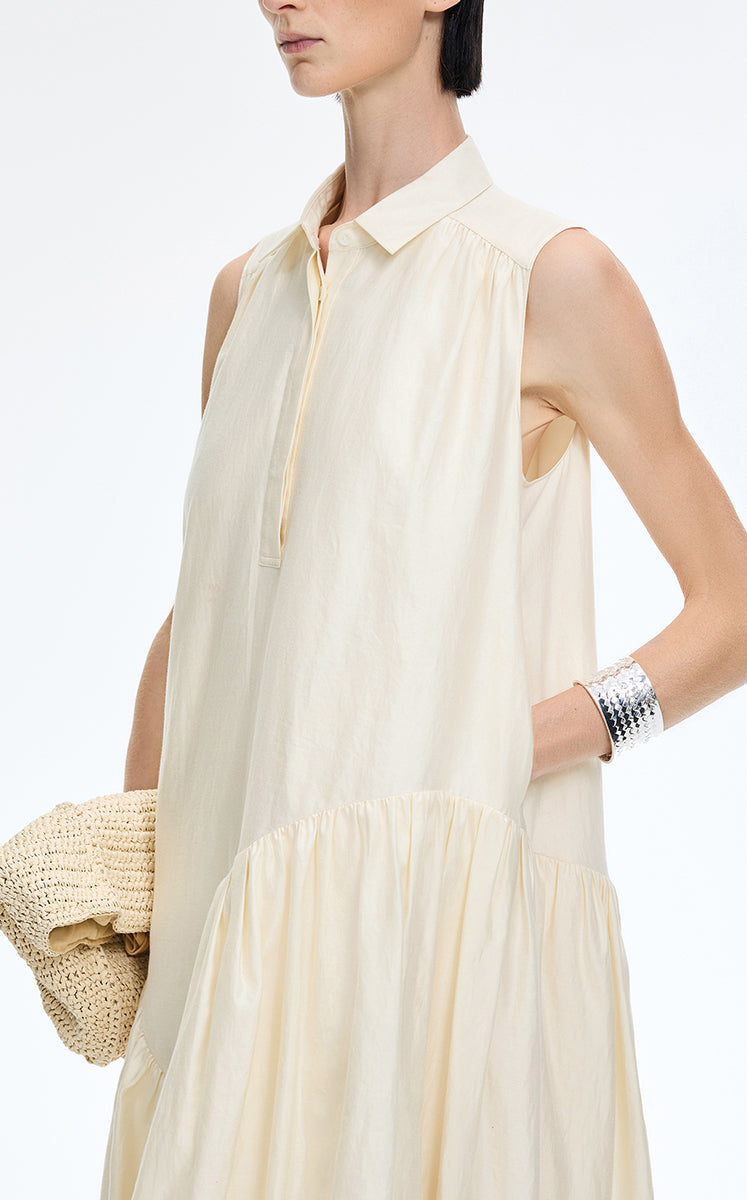 Dress / JNBY Silk-Blend Fishtail Shirt Dress Off White-1