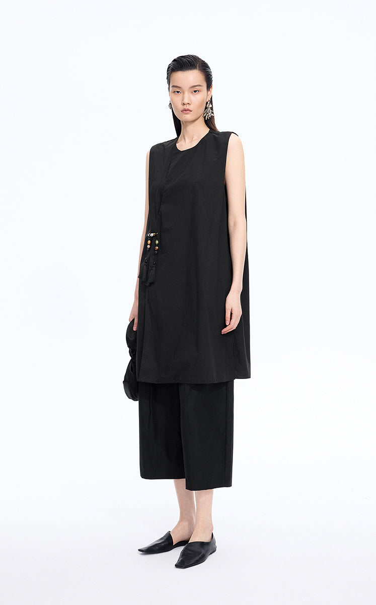 Dress / JNBY Silk-Cotton Sleeveless A-Line Dress Black-2