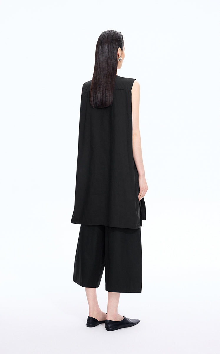 Dress / JNBY Silk-Cotton Sleeveless A-Line Dress Black-2