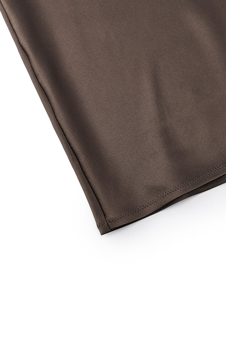 Dress / JNBY Silk Satin A-Line Short Sleeve Dress Dark Brown-1