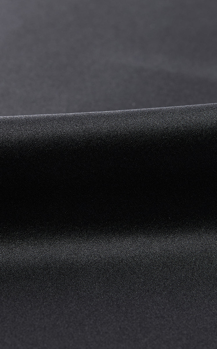 Dress / JNBY Silk Satin A-Line Short Sleeve Dress Black-2