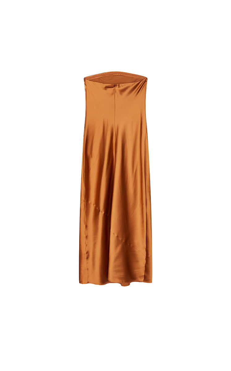 Dress / JNBY Silk Strapless Maxi Dress Burnt Orange-1