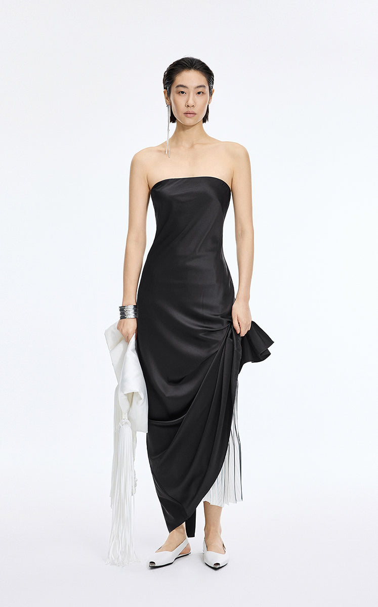 Dress / JNBY Silk Strapless Maxi Dress Black-2