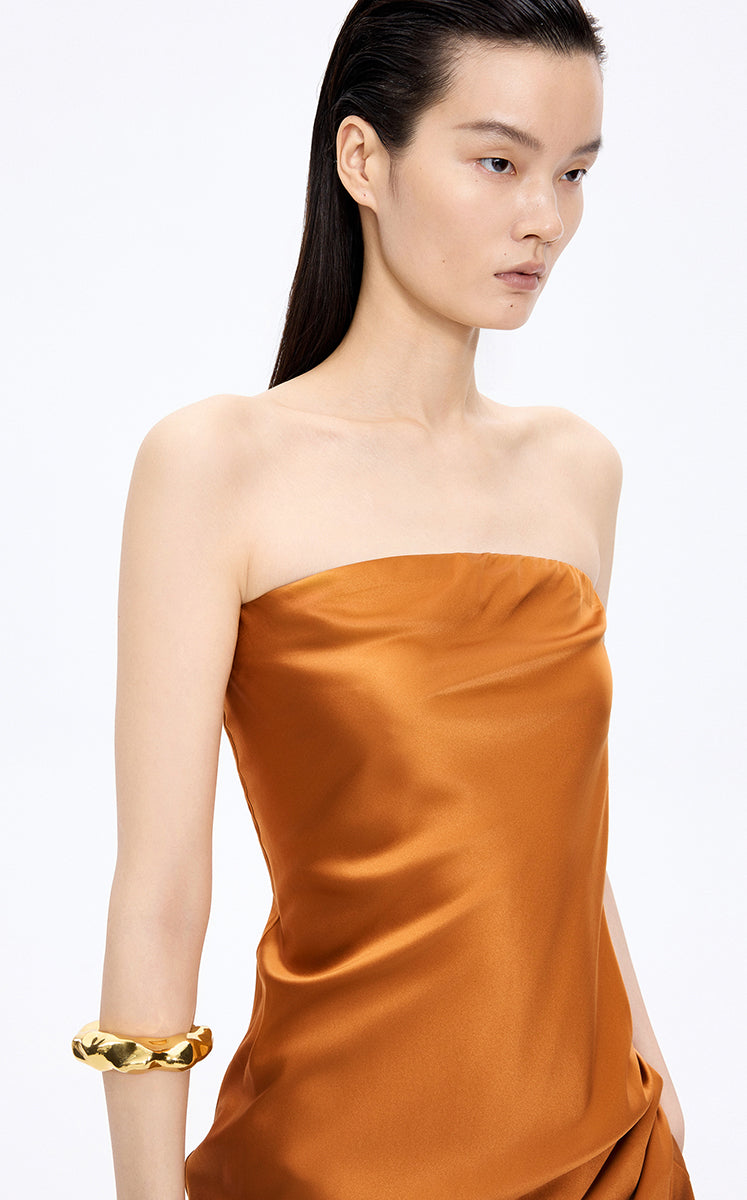 Dress / JNBY Silk Strapless Maxi Dress Burnt Orange-1