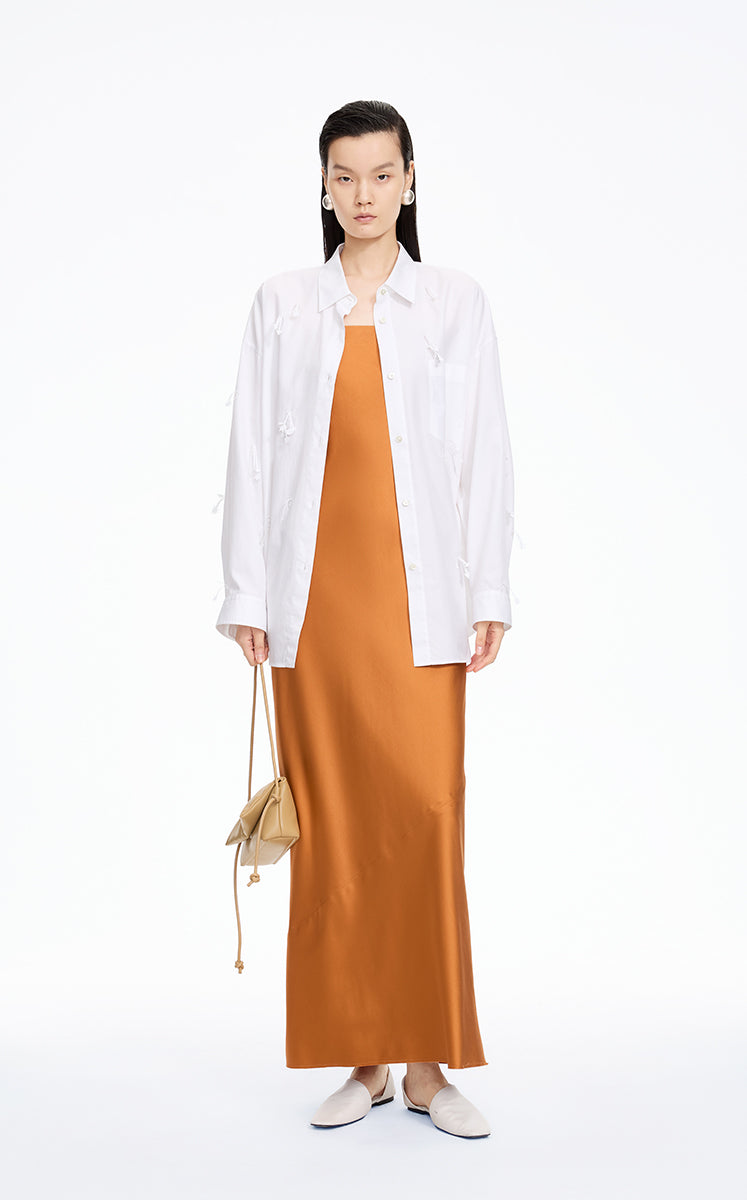 Dress / JNBY Silk Strapless Maxi Dress Burnt Orange-1