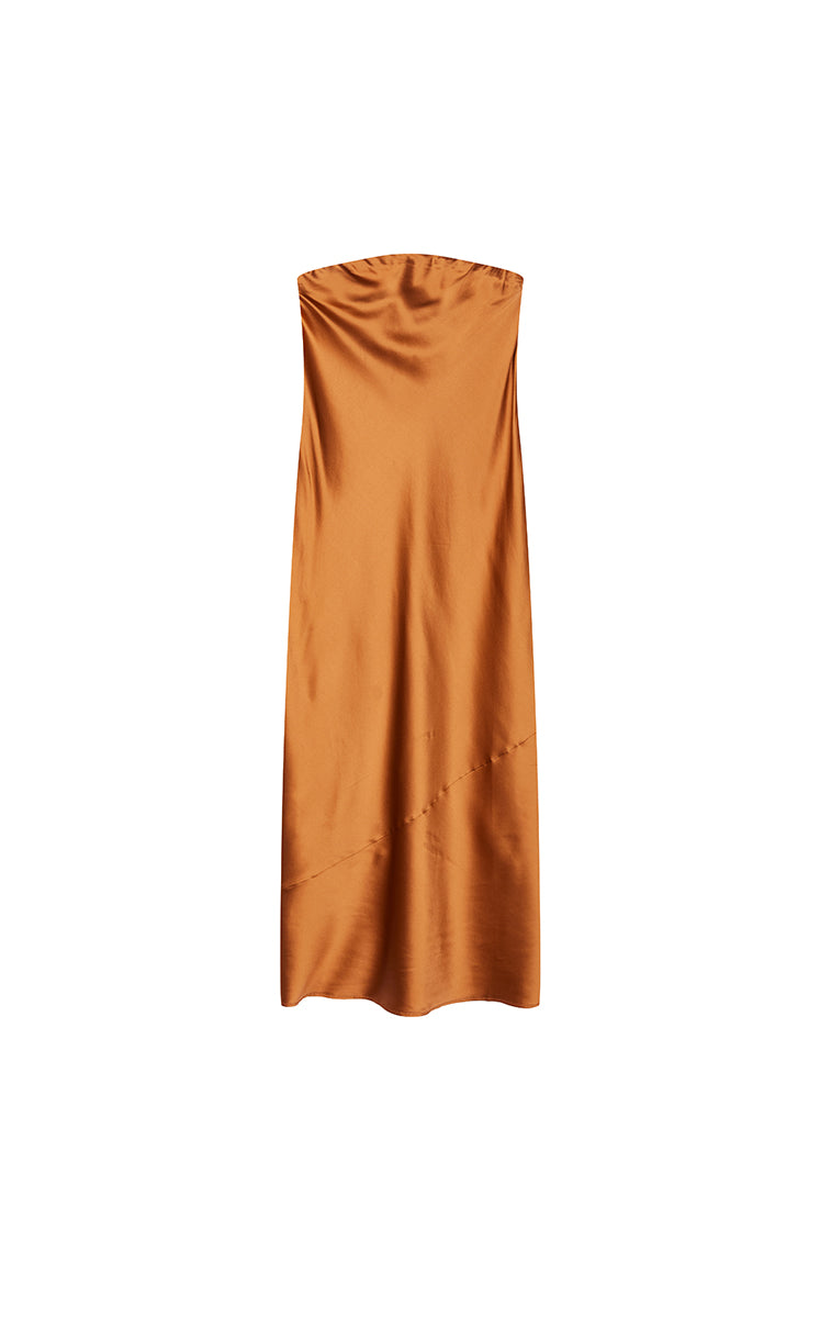 Dress / JNBY Silk Strapless Maxi Dress Burnt Orange-1