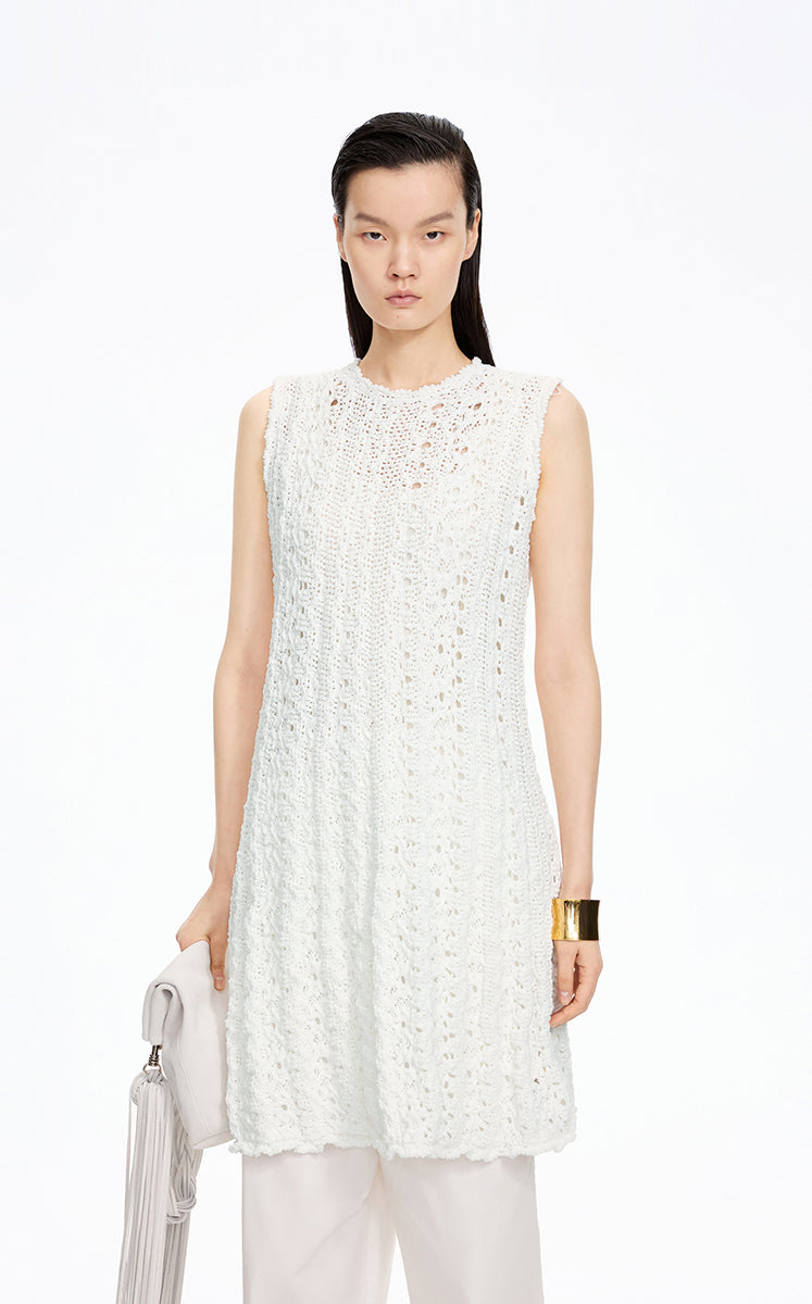 Dress / JNBY Sleeveless Knit A-Line Dress Off White-2