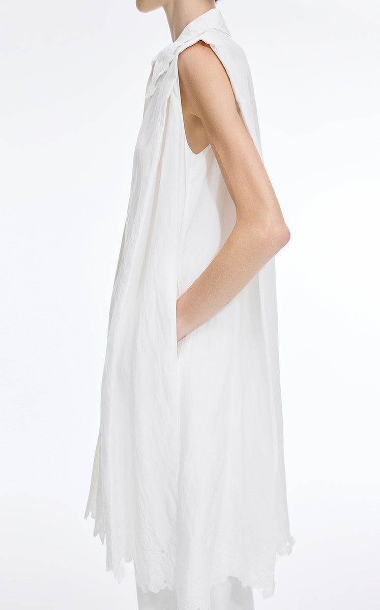 Dress / JNBY Textured Linen-Blend A-Line Sleeveless Dress Ecru-3