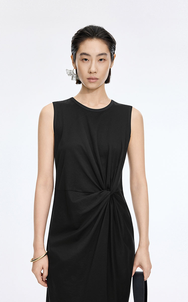 Dress / JNBY Twisted Waist Cotton Maxi Dress Black-1