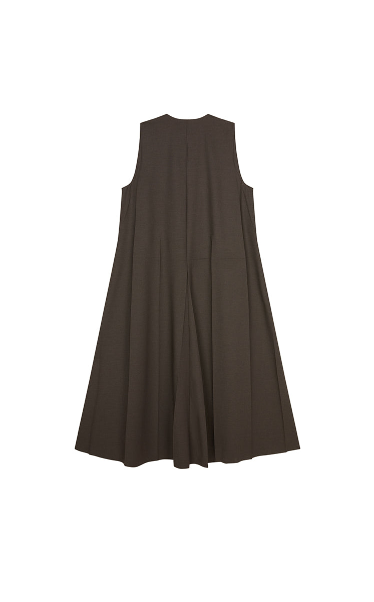 Dress / JNBY V-Neck Pleated Maxi Dress Dark Olive-2